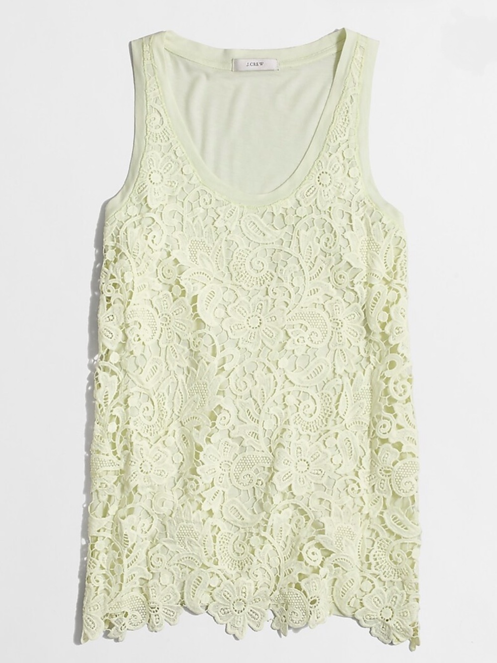 J Crew Crochet-Front Tank Top Pale Celery Size Small